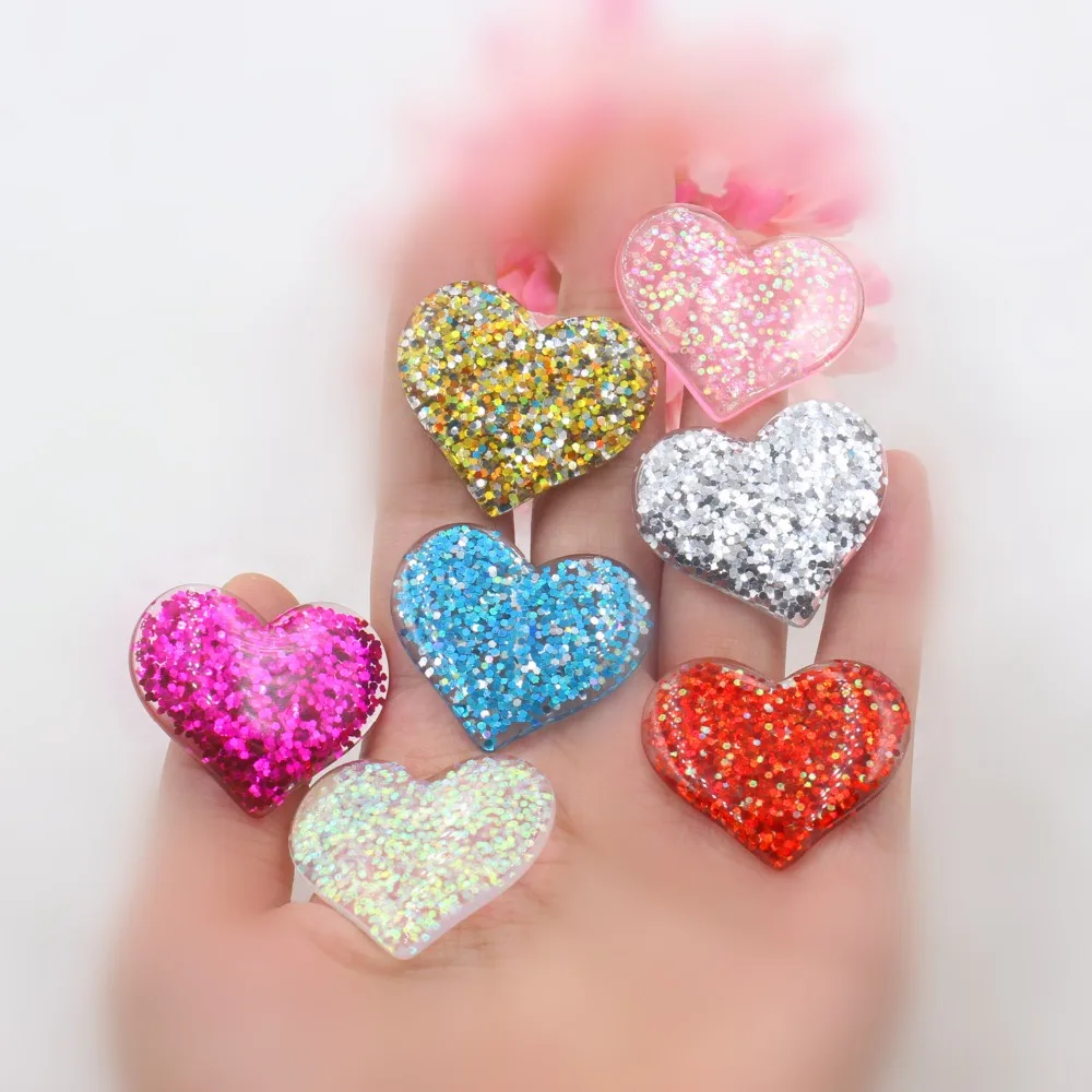 30 шт./лот DIY сердце с блеском в нем смешанные цвета кабошоны аксессуары|heart diy|heart