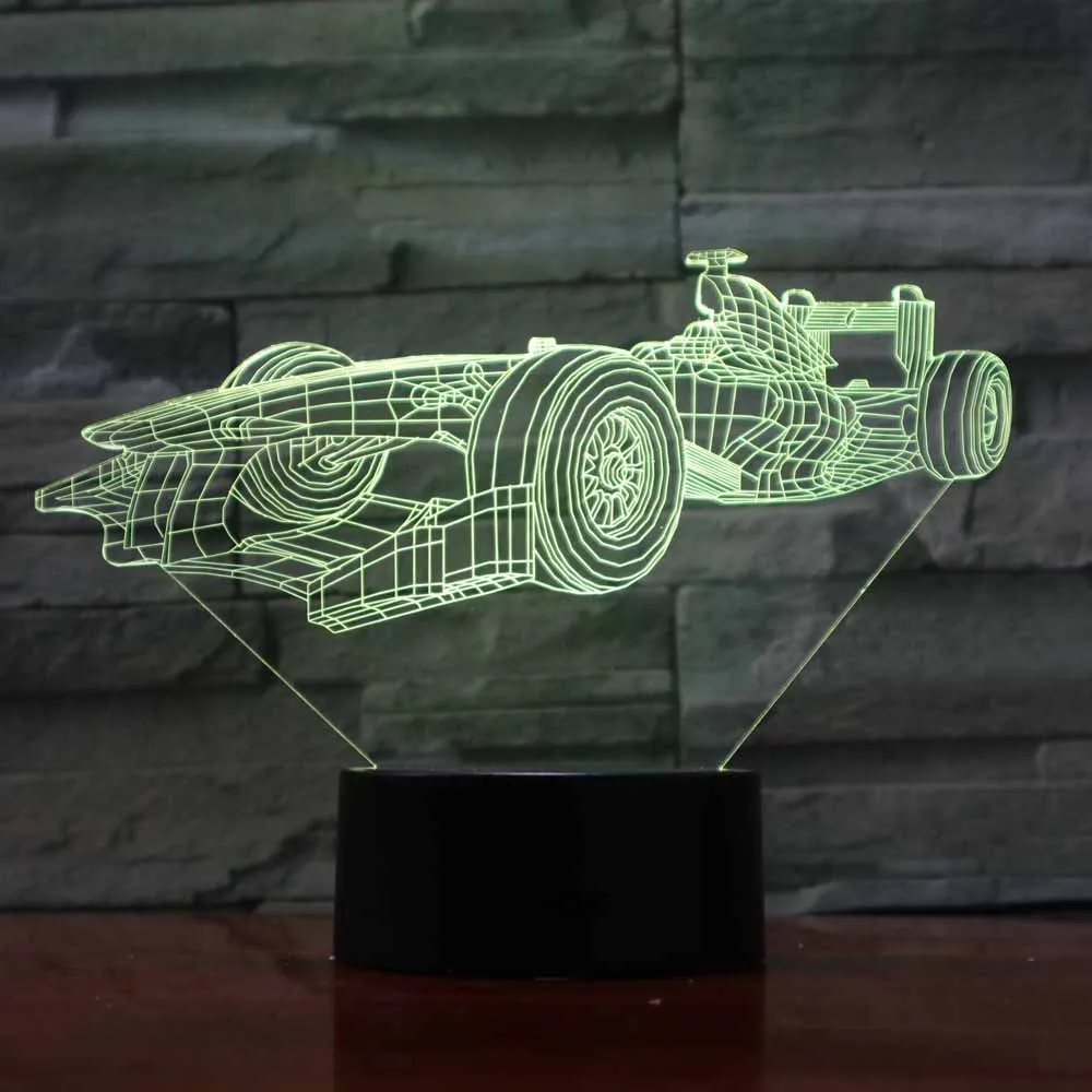 Гоночный 3D светодиодный ночник цветная зарядная настольная лампа новогодние