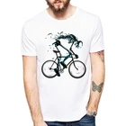 Футболка мужская изношенная с коротким рукавом, креативная тенниска со скелетом для езды на велосипеде, модный дизайнерский топ с черепом, уличная одежда