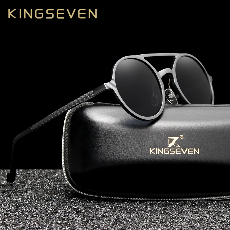 Очки солнцезащитные унисекс KINGSEVEN винтажные алюминиевые Поляризационные