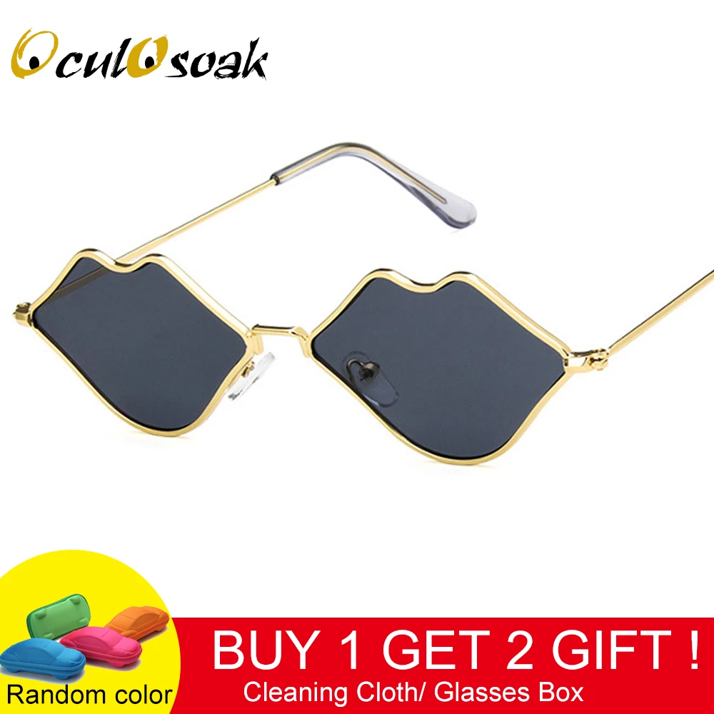 Женские сексуальные рот солнцезащитные очки в форме губ прозрачные