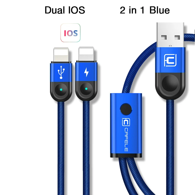 CAFELE 3 в 1 кабель для быстрой зарядки USB кабель синхронизации данных для IOS 12+ micro+ type c тканый нейлоновый кабель для iphone X xiaomi - Цвет: dual L 2 in 1 Blue