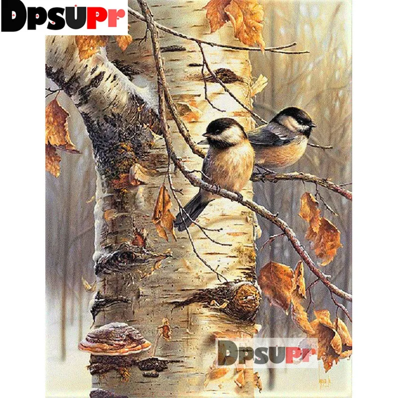 

Dpsupr Новый % 100 полный квадратный/круглый DIY Алмазная вышивка птица на дереве 5D Алмазная мозаика из горного хрусталя для росписи домашнего дек...