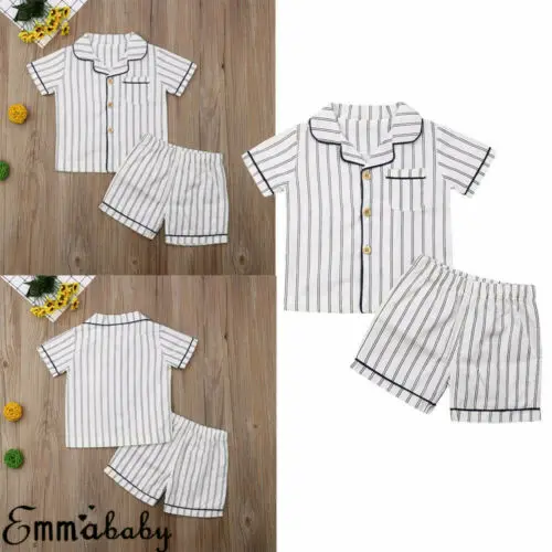 Пижамы из хлопка для мальчиков и девочек 2 предмета Детская домашняя одежда сна с