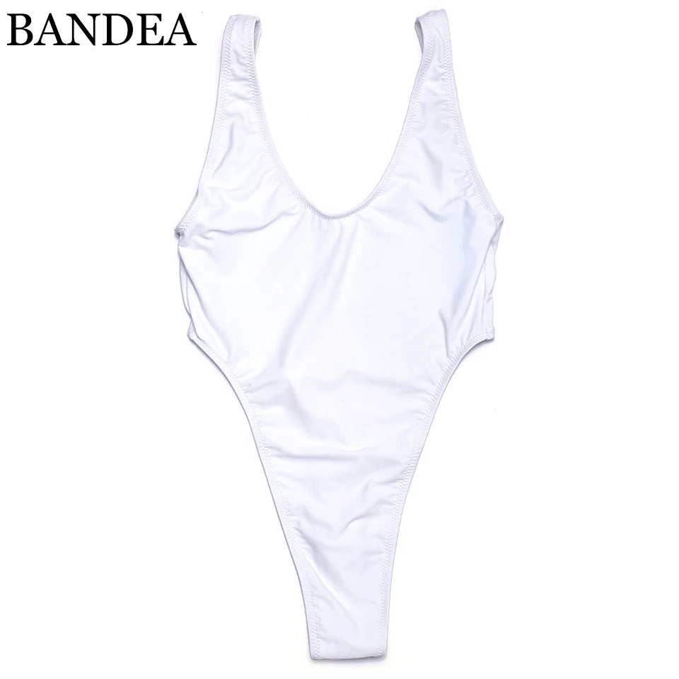 BANDEA сексуальный купальник с глубоким v образным вырезом Женский однотонный белый