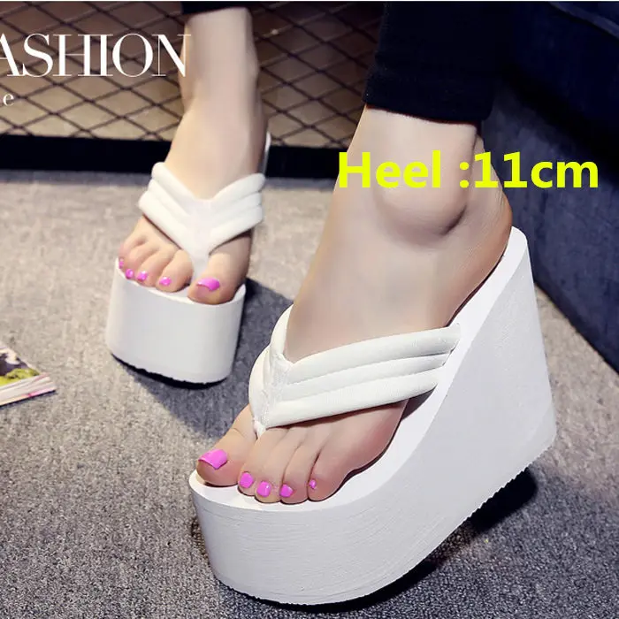 white 11cm Модные женские шлепанцы; пляжные вьетнамки на очень высоком каблуке; мягкая Летняя обувь из ЭВА; женские шлепанцы на платформе 11 см; женские сандалии; SH07021 - Цвет: white 11cm