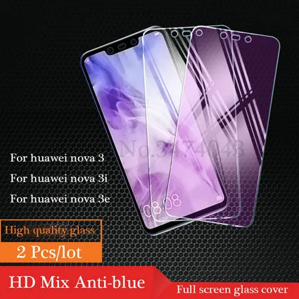 2 шт./партия 9H для huawei nova 3 Закаленное стекло для huawei nova 3i 3E полная защитная пленка протектор экрана для nova 3 3i 3e стекло - Цвет: HD Mix Anti-blue