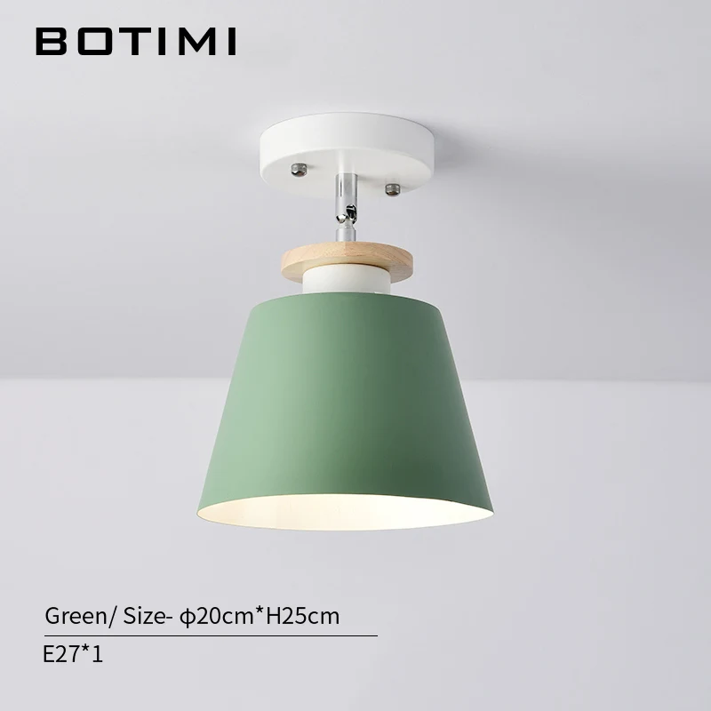 Green BOTIMI металлический светодиодный потолочный светильник для коридора, скандинавского деревянного потолочного монтажа, белый, зеленый, серый, освещение для кухни - Цвет корпуса: Green
