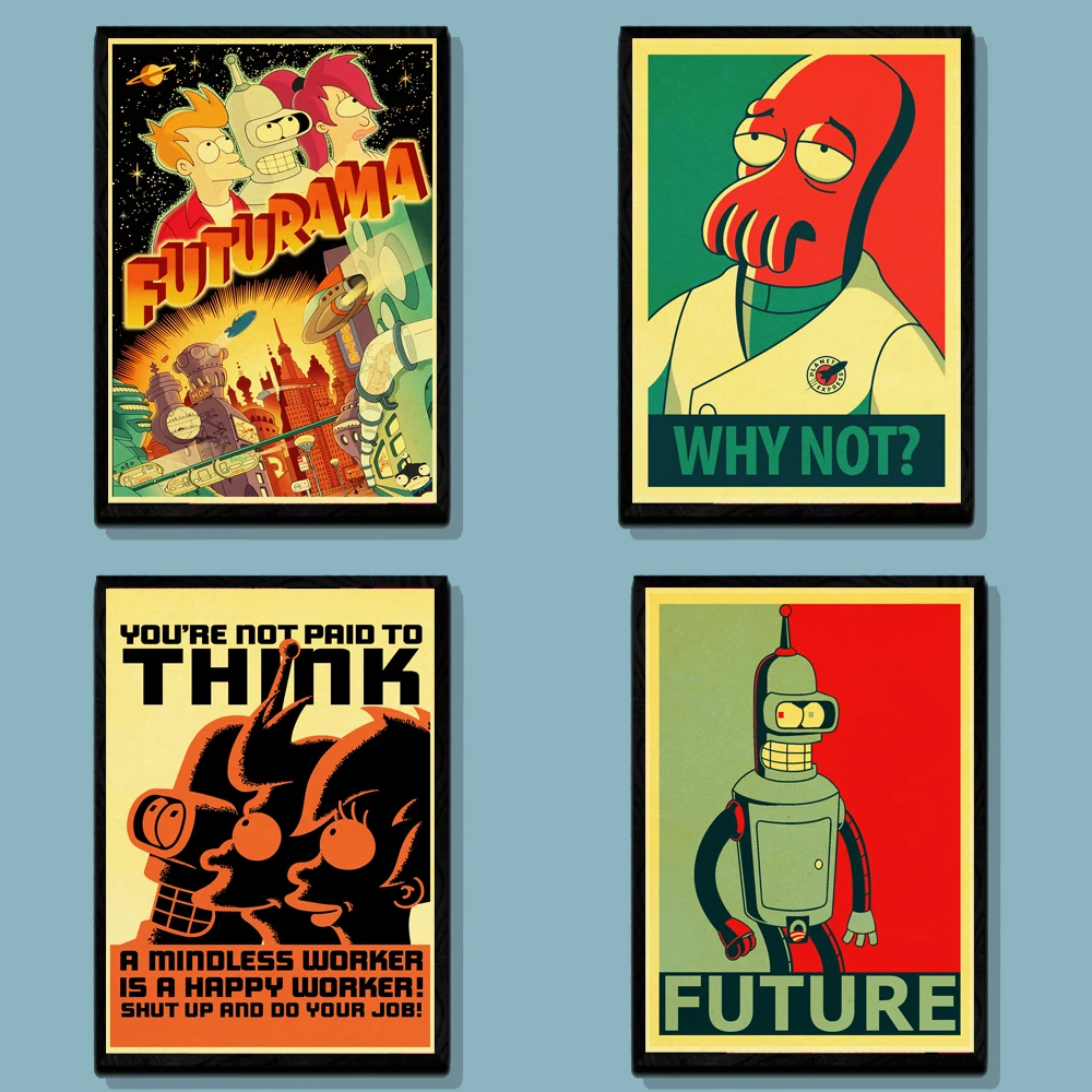 Американский комикс ТВ серия Futurama Ретро плакаты Винтаж крафт-бумага принты настенная живопись хорошее качество декоративный декор стен