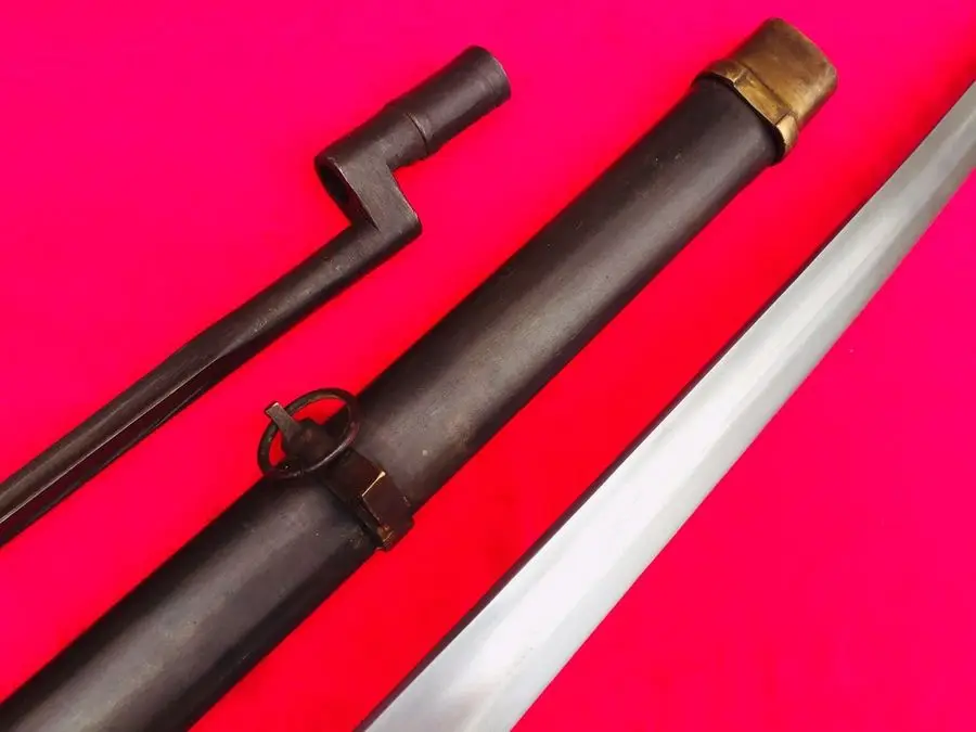 Vintage Military Russian Sword Europe Cossack Chevalier Saber Brass Guard Attach Bayonet