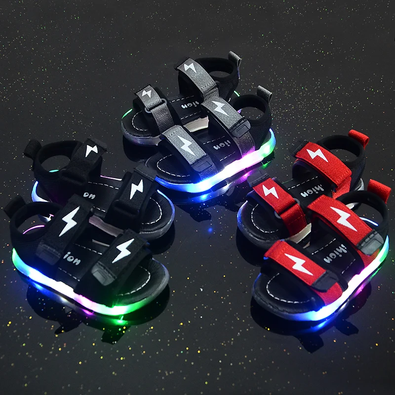 2019 модная детская обувь для малышей детские Нескользящие светодиодные сандалии