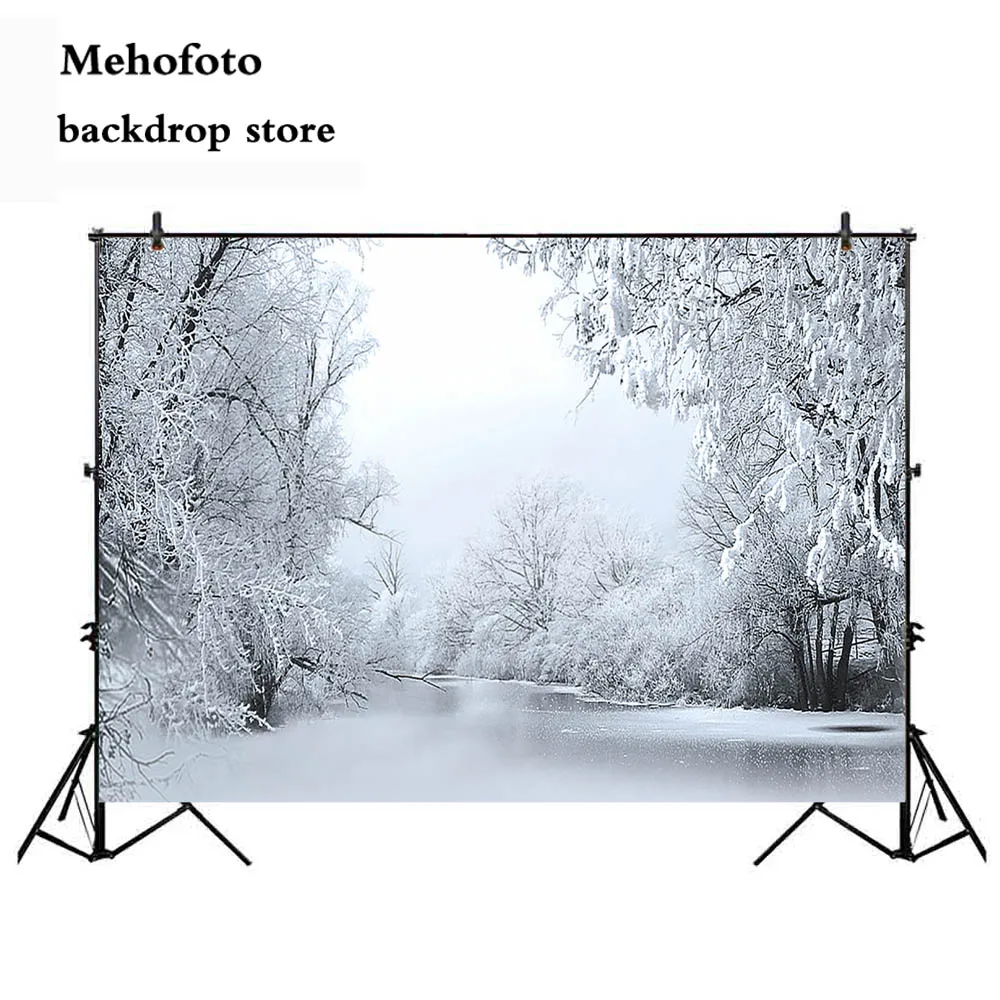 Mehofoto зимний фон для фотосъемки Белоснежка фотостудии Лес Дерево Рождественский