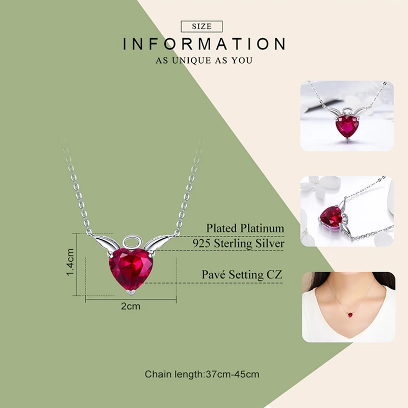WOSTU Authentic 925 Sterling Silver Luxury Angel&ampDemon Crystal Pendant Necklaces For Girl Women 2020 New Fashion Jewelry DXN285 |