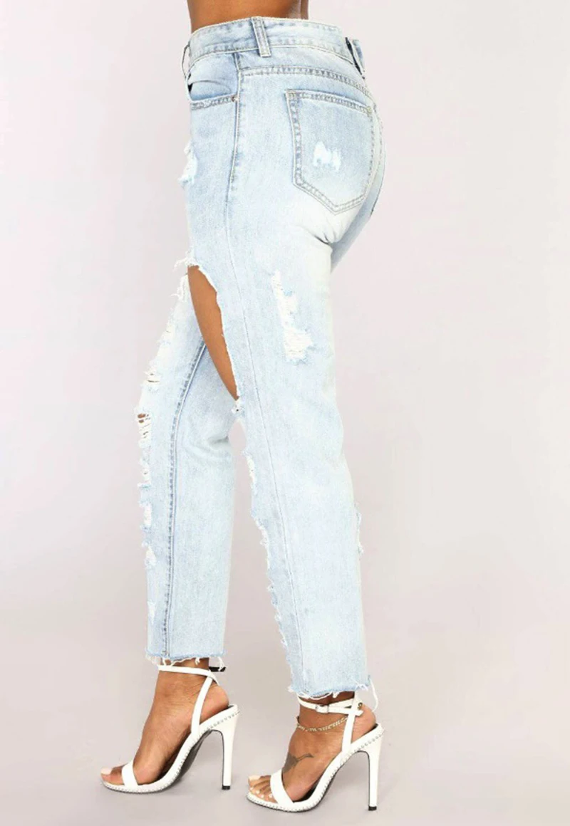 SEXY WOMEN JEANS Long tassel Jeans Women High Waist Skinny Pencil Blue Denim Pants ripped hole cropped slim fit women |