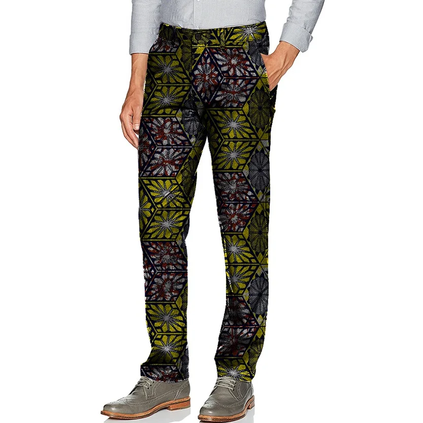 Nice Edition Formal African Men Print Dress Pants Man Trousers Dashiki Festive Pattern Full Length Customized For Party |