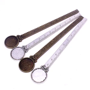 Милая круглая линейка из сплава для камеи с бантом, 5 шт.лот, закладки для книг, 23*131 мм (подходит для 20 мм), круглые настройки кабошона 13B1604