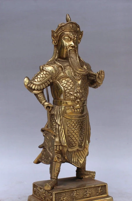 11 &quotКитайский знаменитый главный латунный меч Guan Gong Yu Warrior God Stand Statue | Дом и сад