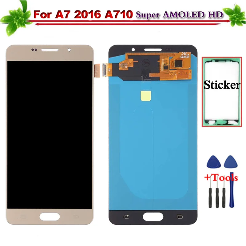 Super AMOLED HD ЖК дисплей Сенсорный экран дигитайзер для Samsung Galaxy A7 2016 A710 A710F A710M Дисплей