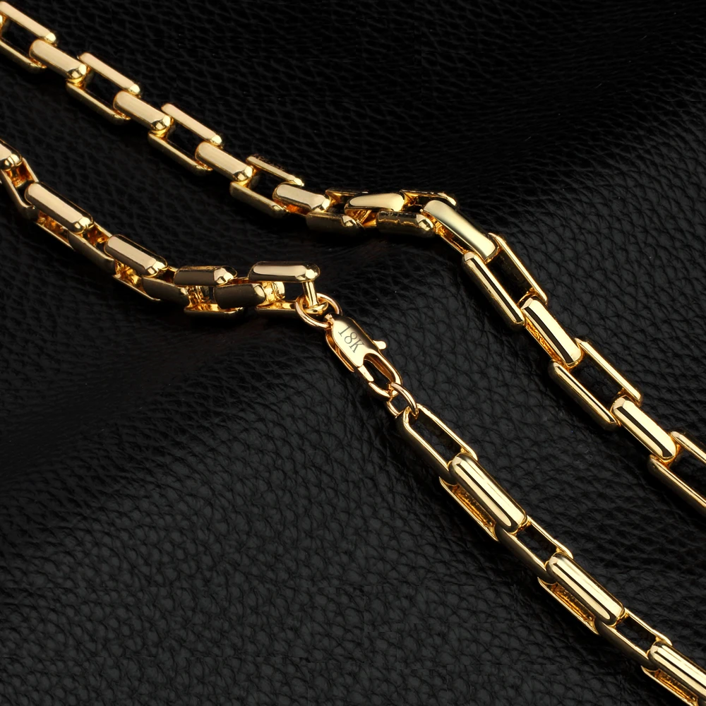 Женское длинное вечерние жерелье-цепочка золотистого цвета длиной 9 мм 50 см |