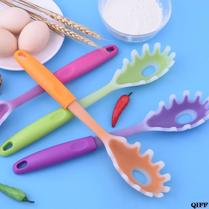 Practical Silicone Plastic Handle Spaghetti Pasta Noodle Spoon Scoop Colander Kitchen Cooking Gadget Tools Jun12