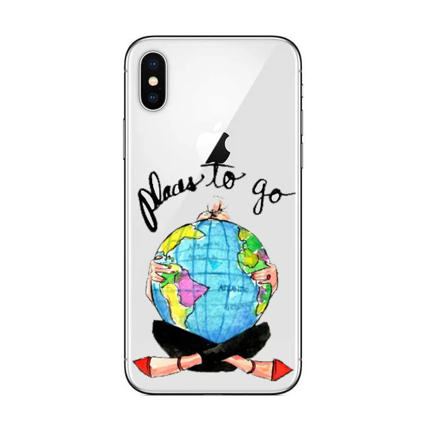 Luxury Fashion Travel Beautiful shopping Girl Design soft silison phone cases cover for IPhone 6 6S 7 8 Plus 5S SE X |