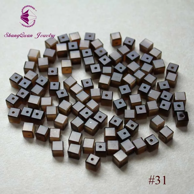No 31 Shangquan 100 шт./лот AAA бусины кошачий глаз 6 мм стеклянные граненые разноцветные кубические бусины ассортимент SQMY66 - Цвет: No 31