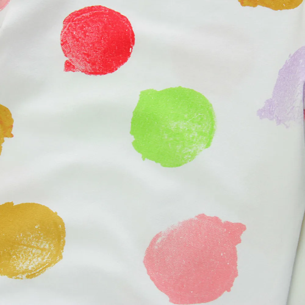 Цветная футболка в горошек с короткими рукавами для маленьких девочек # LHH52 | Мать