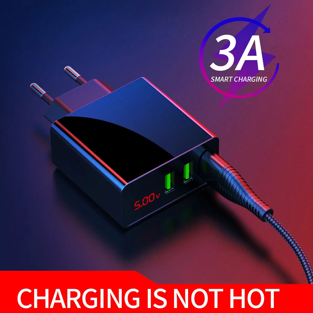 Зарядное устройство для мобильного телефона светодиодный дисплей 3 USB зарядное