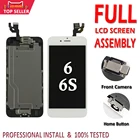 Полный комплект ЖК-дисплея для iPhone 6, 6S, ЖК-дисплей, сенсорный экран, дигитайзер в сборе, сменная кнопка домой + фронтальная камера, без битых пикселей