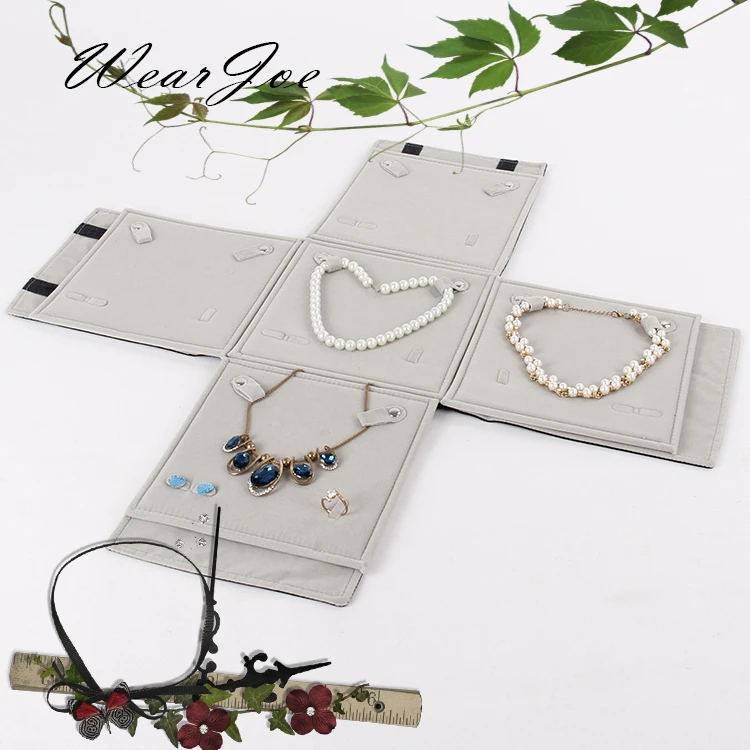 spesifikasi Multi-Fungsional Perhiasan Set Membawa Tas Lipat Cincin Anting-Anting Rantai Kalung Liontin Roll Tas Perjalanan Organizer