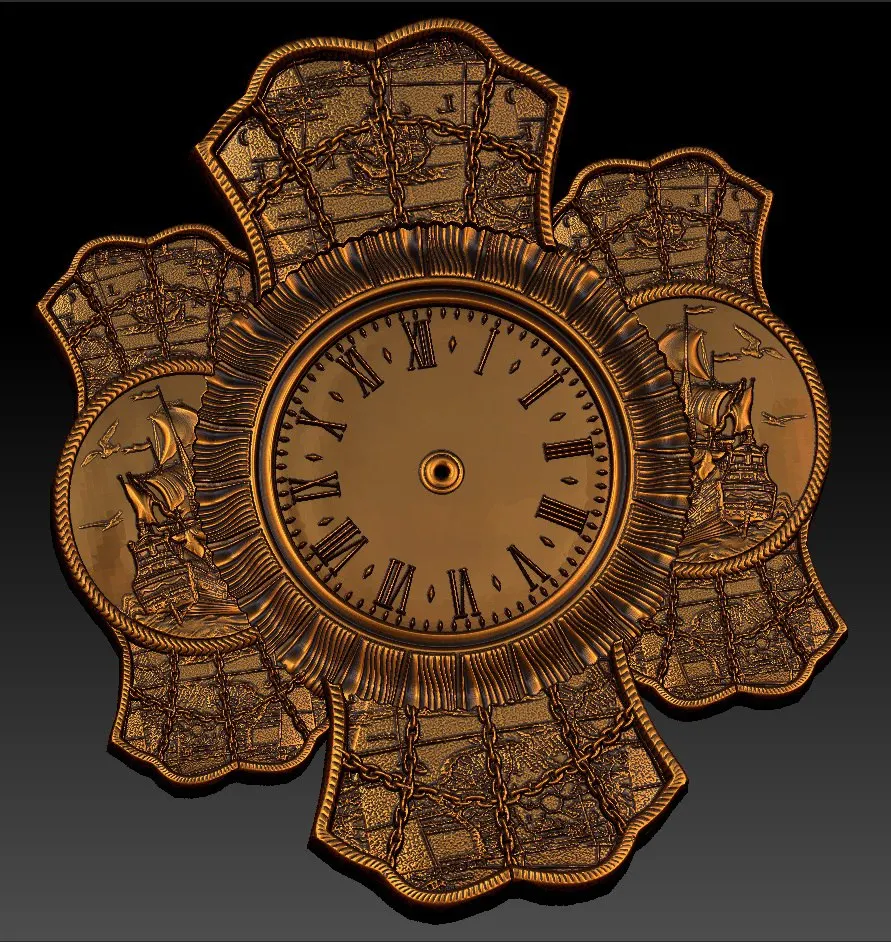 

Digital file in STL format clock for CNC 3D relief carving engraving C36-20