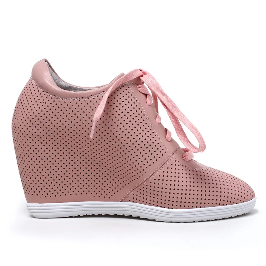 Пояса из натуральной кожи на танкетке Обувь для прогулок Женские туфли лодочки