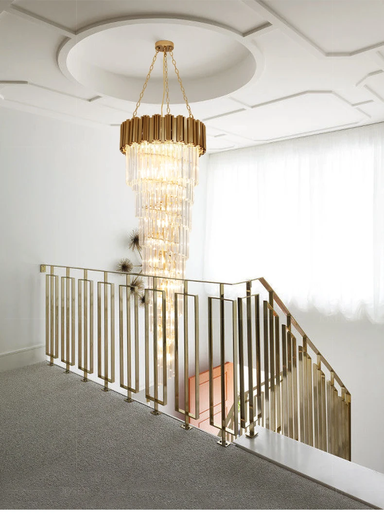 Лестница люстра длинная вилла вращающаяся лестница лампа постмодерн