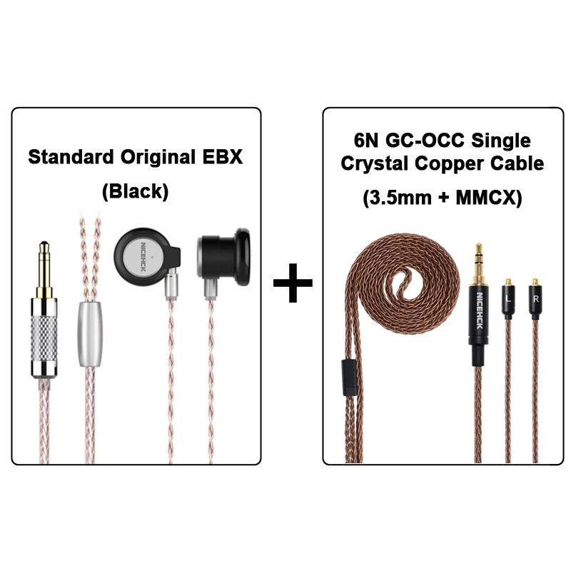Black EBX with OCC NICEHCK EBX ушные крючки вкладыши металлические наушники HiFi 14,8 мм Динамический драйвер NICEHCK флагманский наушник со съемным разъемом MMCX кабель - Цвет: Black EBX with OCC