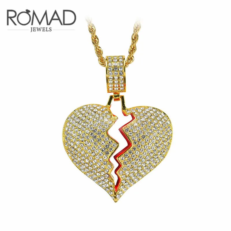 Iced Out Bling Rhinestone Cubic Zirconia Necklace Men Golden Finish Miami Cuban Link Chain Men's Hip hop Jewelry Z3 | Украшения и