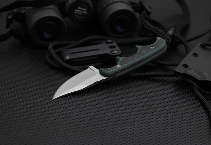 Маленький спасательный шейный нож с микаторской ручкой тактический