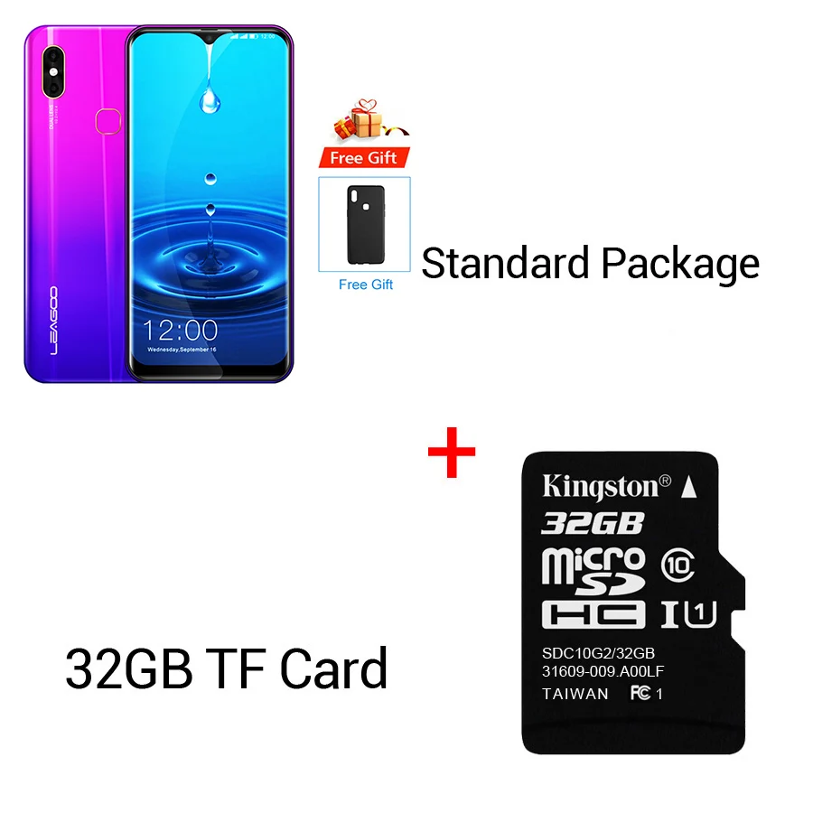 LEAGOO M13, 4 Гб ОЗУ, 32 Гб ПЗУ, мобильный телефон, Android 9,0, 6,1 дюймов, экран в виде капли воды, MTK6761, четыре ядра, отпечаток пальца, распознавание лица, 4G смартфон - Цвет: Add 32GB Card