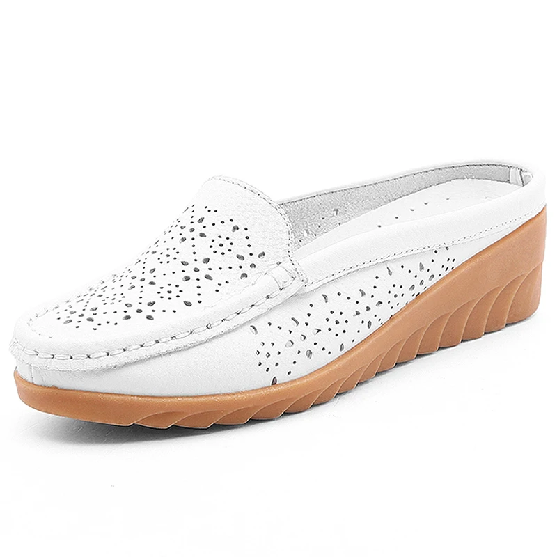 Босоножки BeckyWalk женские с вырезами обувь на танкетке закрытым носком из воловьей