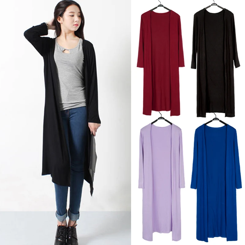 Кардиган женский летний длинный тонкий шаль из модала с длинным рукавом 2020