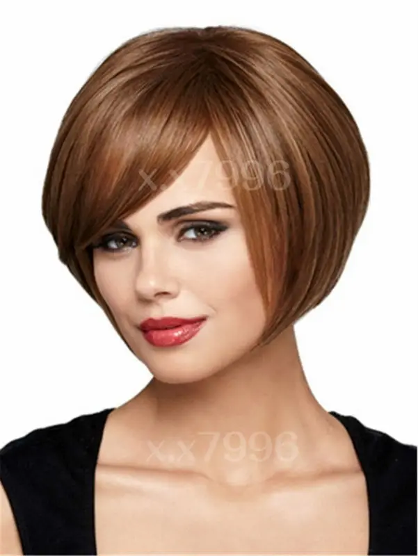 Sexy Female Short Straight Bob Wigs Synthetic Fake False Hair Heat Resistant Natural Brown Women's + free wig cap sw0009 |