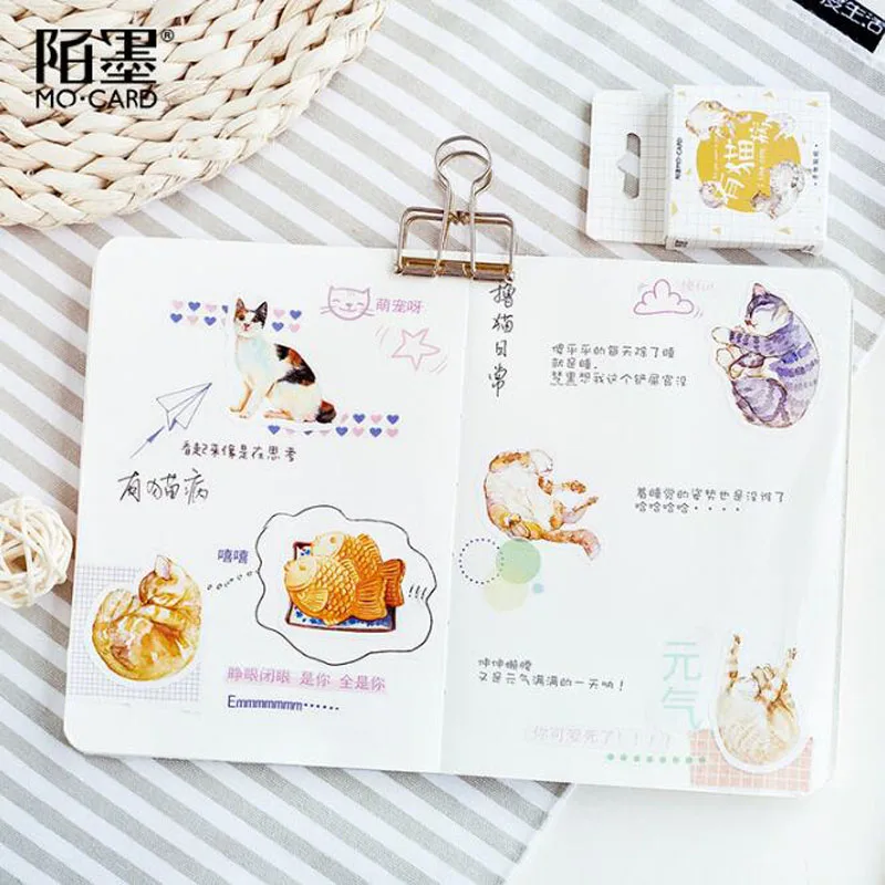 Наклейкой Kawaii с рисунком кота в штучной упаковке канцелярские альбом стикеры DIY