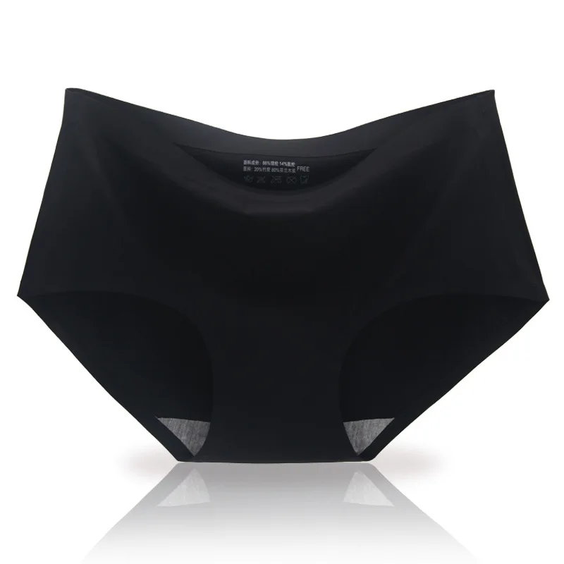 Трусики женские черные бесшовные с завышенной талией большие размеры | Женская