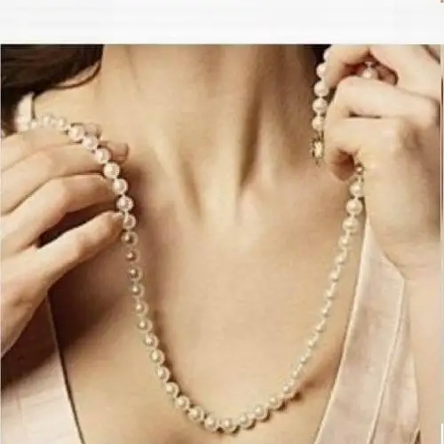 18&quot8-9mm natural south sea white round pearl necklace 925silver | Украшения и аксессуары