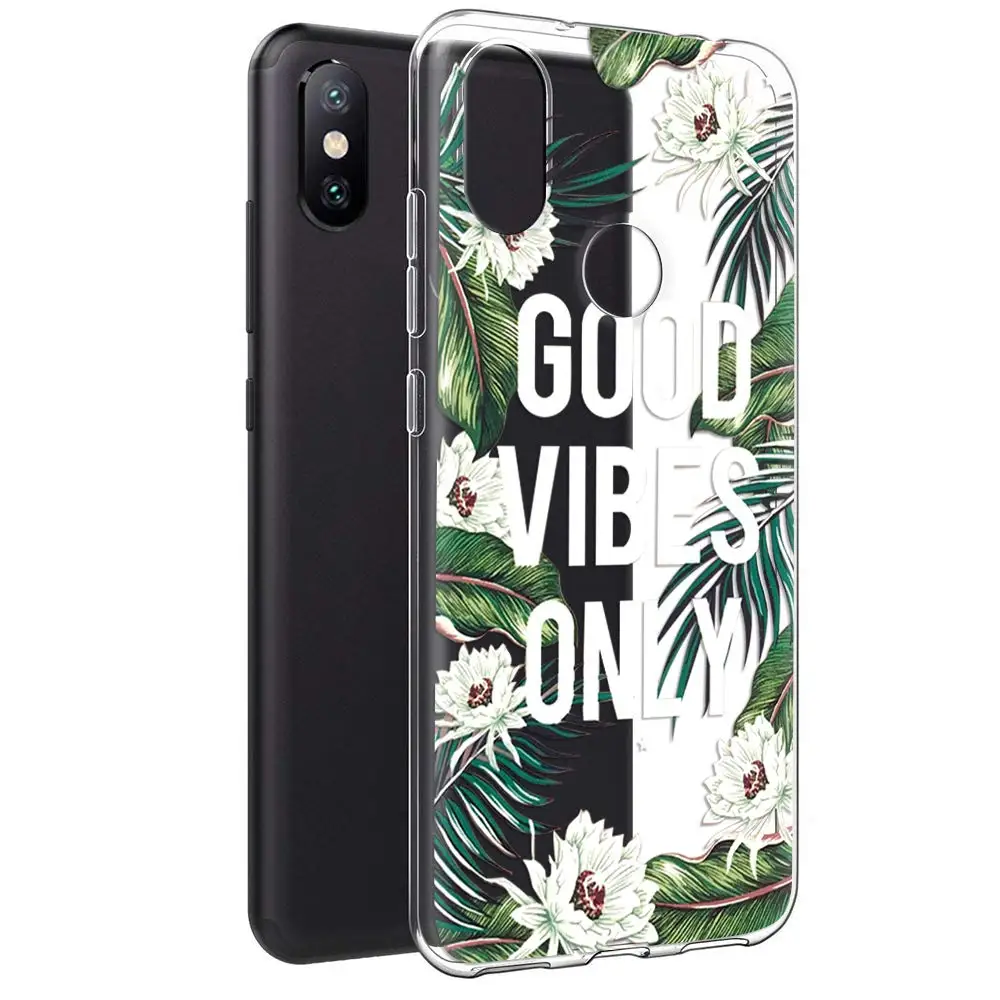 Прозрачный тонкий мягкий чехол из ТПУ с цветочным узором для Xiaomi Mi 9 8 Lite A2 A1 Redmi Note 7