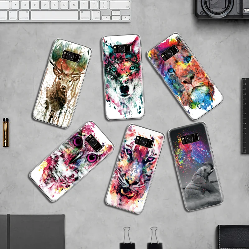 Красочные каракули Лев сова с принтом в виде тигра для Samsung Galaxy A3 A5 A8 J3 J5 J7 2015 2016 2017