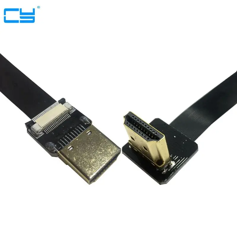 Плоский кабель 0 2 м/0 5 м FPV HDMI совместимый папа под углом 90 градусов к HDTV FPC для