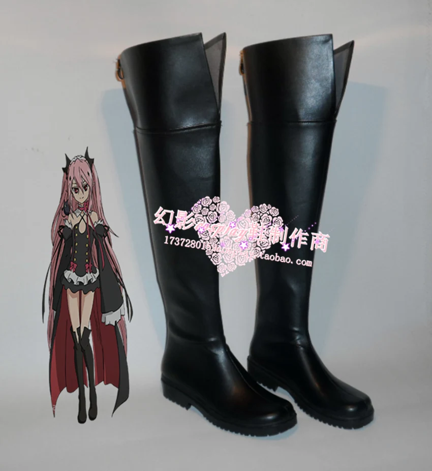 Seraph of the End Krul Tepes Girls Halloween Black Long Cosplay Shoes Boots H016 | Тематическая одежда и униформа