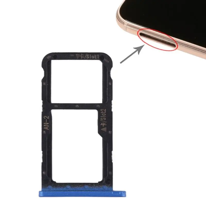 Blue SIM Micro Безопасный лоток для цифровой карты памяти двойной слот Держатель Carrier адаптер замена металла для huawei P20 Lite Nova 3E - Цвет: Blue