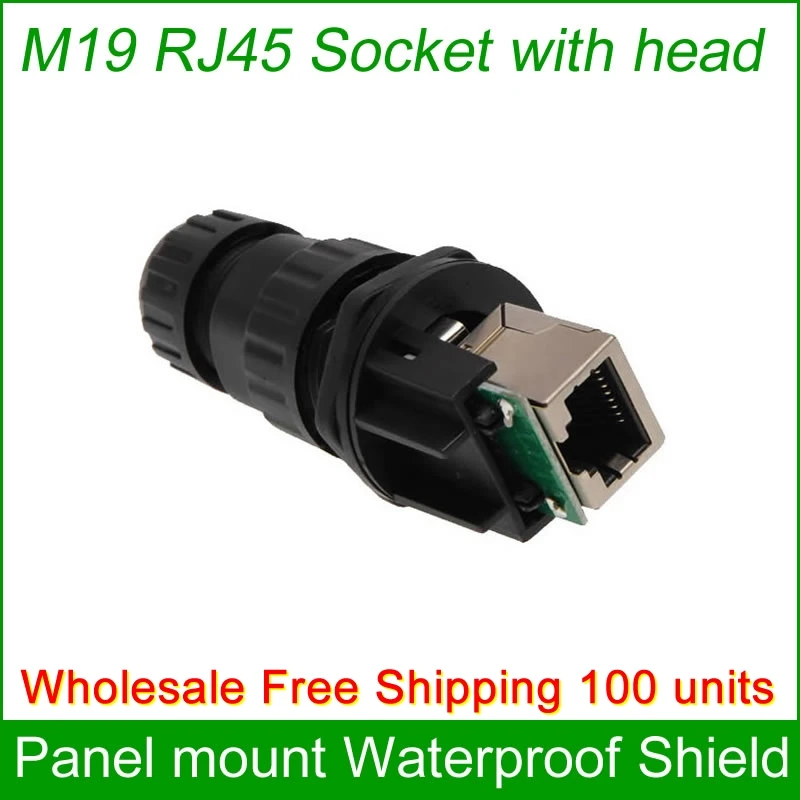 Günstig Kostenloser Versand Großhandel 100 Einheiten RJ45 Panel Mount Wasserdichte Verbinder Gemeinsamen Outdoor AP Buchse Gigabit Gerade Kopf Mit Kappe