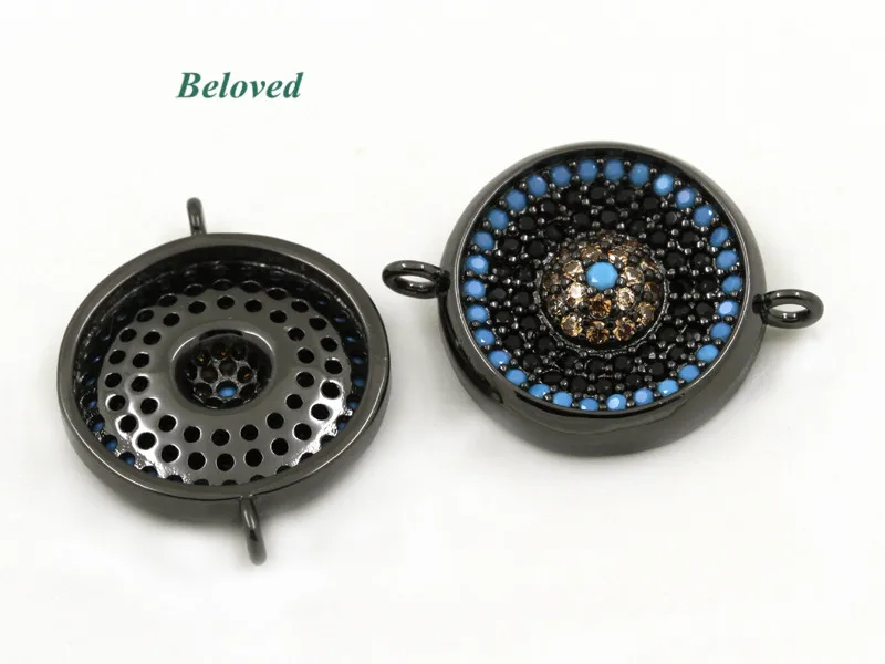 Круглый микрозакрепка черный желтый CZ цирконий Бирюзовый соединитель розовое